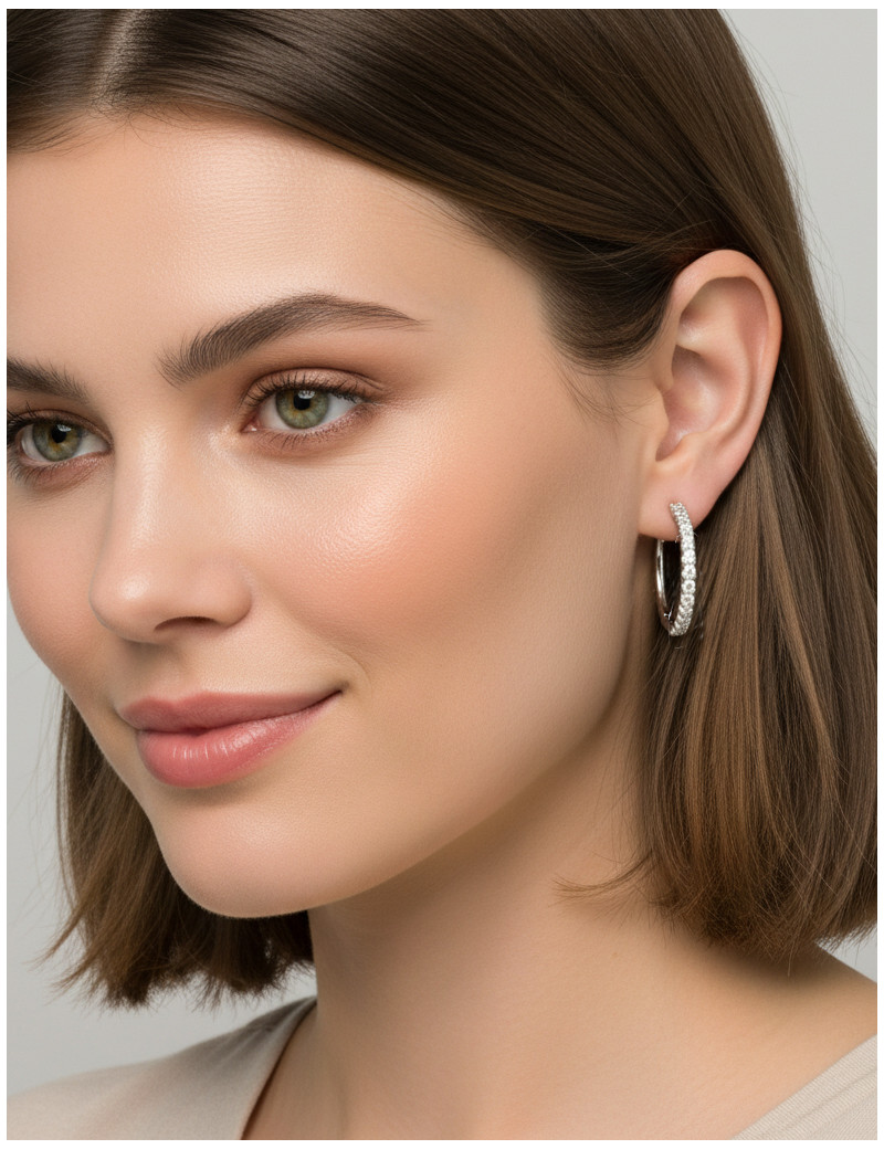 Amelia: Pendientes Aros de Diamantes en Oro Blanco 18k · Marga Mira