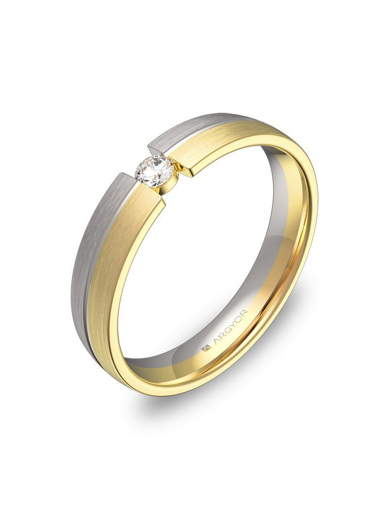 Anillo de Oro Bicolor 18k. Anchura 4mm · Joyería Marga Mira