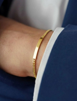 Pulsera Barbada de Oro 18k · Brazalete Oro Macizo 17,5 cm