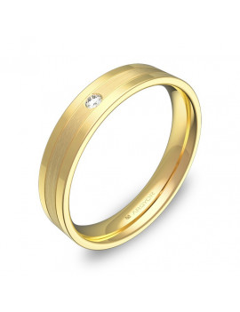 Anillo de Diamante en oro amarillo 18k plano con ranuras de 4mm.