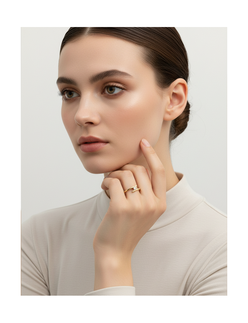 Londres: Anillo Solitario Bypass Diamante Oro Amarillo 18k