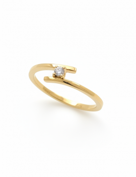 Londres: Anillo Solitario Bypass Diamante Oro Amarillo 18k