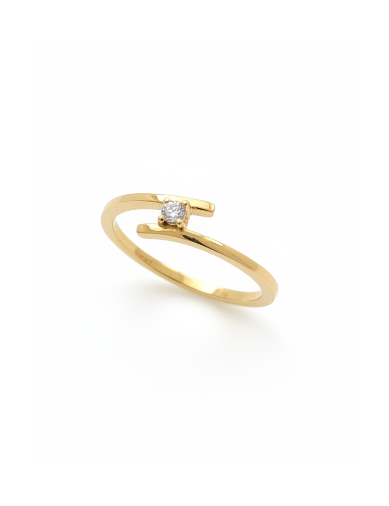 Londres: Anillo Solitario Bypass Diamante Oro Amarillo 18k