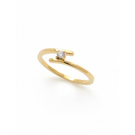 Londres: Anillo Solitario Bypass Diamante Oro Amarillo 18k