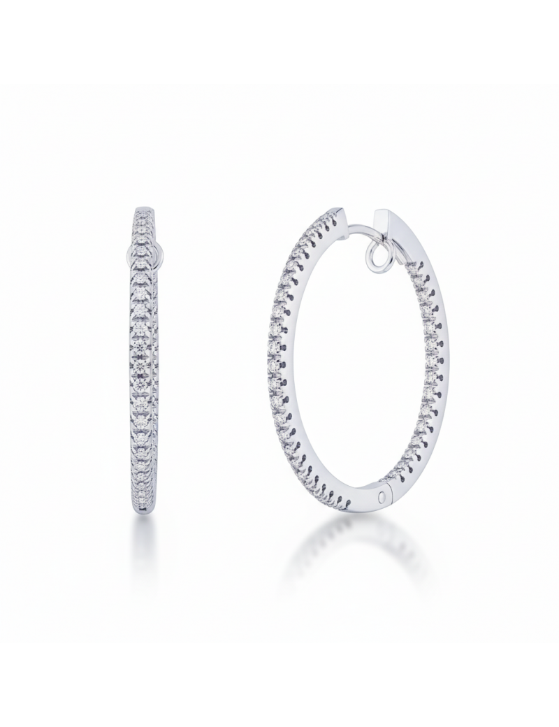 Rebecca: Pendientes Aros de Diamantes en Oro Blanco 18 kilates