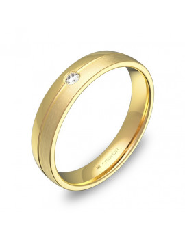 Anillo de Diamante en Oro Amarillo de 18k con acabado combinado satinado y ranura central.