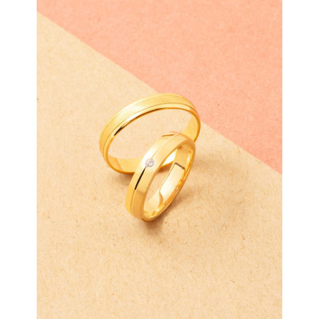 Anillo Diamante en Oro Amarillo 18k ·Media Caña · 4.0mm · Marga Mira
