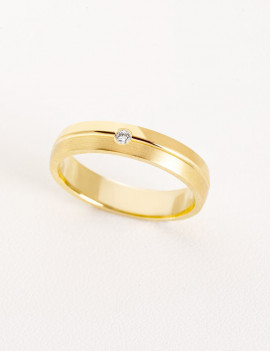 Anillo Diamante en Oro Amarillo 18k ·Media Caña · 4.0mm · Marga Mira