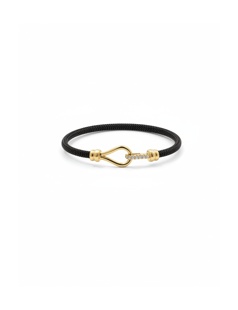 Pulsera de Diamantes con Cierre de Oro 18k y Acero Negro · Marga Mira