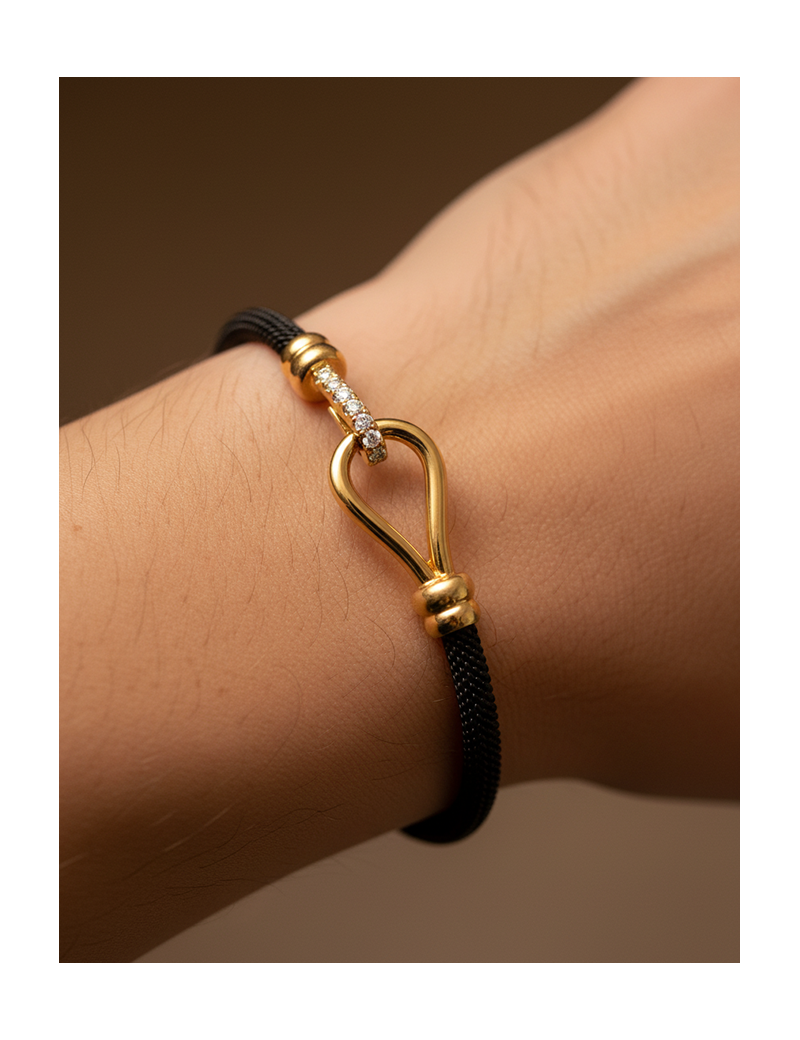 Pulsera de Diamantes con Cierre de Oro 18k y Acero Negro · Marga Mira