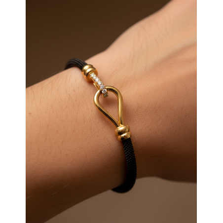 Pulsera de Diamantes con Cierre de Oro 18k y Acero Negro · Marga Mira