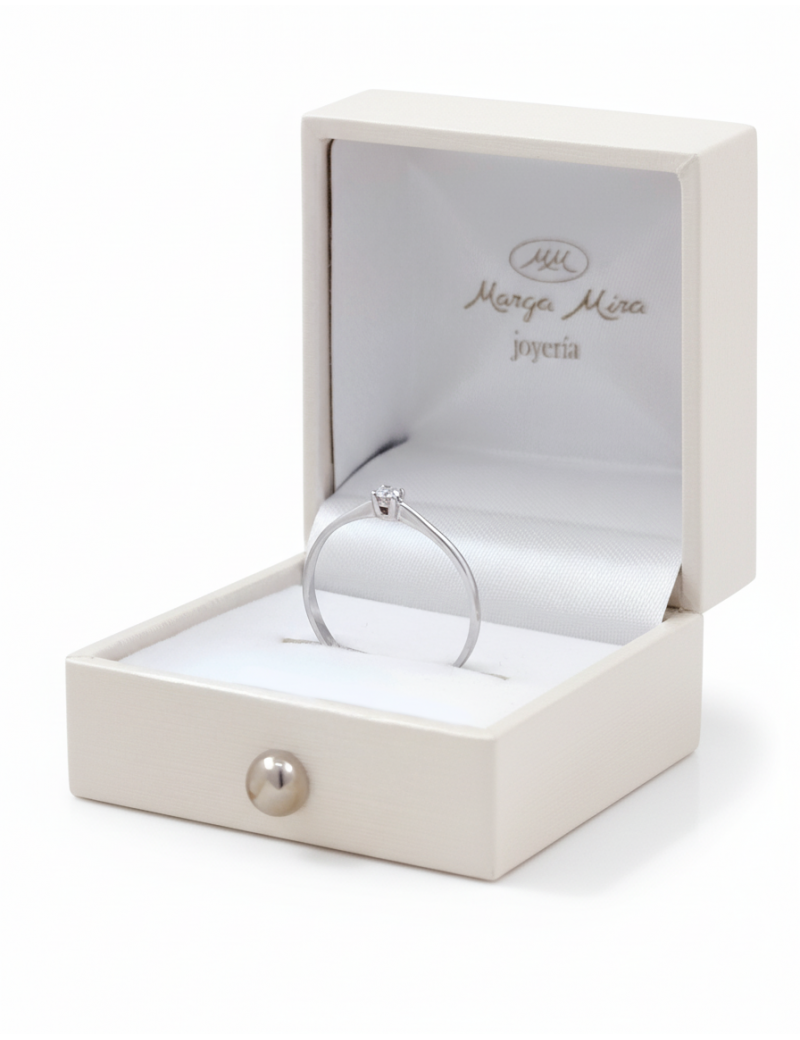 Roma: Anillo de Diamante Solitario oro Blanco 18k · Joyería Marga Mira