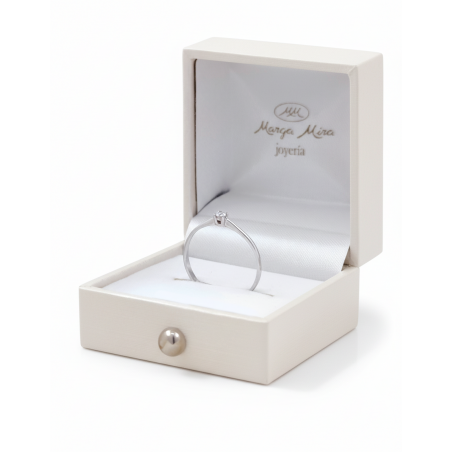 Roma: Anillo de Diamante Solitario oro Blanco 18k · Joyería Marga Mira