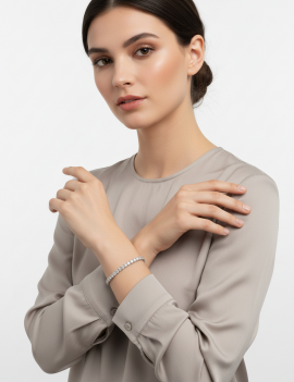 Pulsera Riviere Diamantes 3 ct Oro Blanco 18k · Brazalete Riviere G-VS
