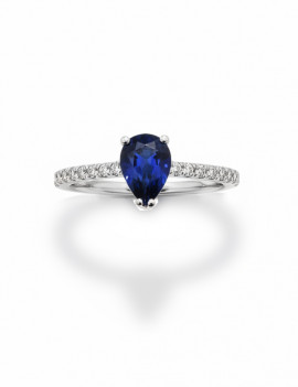 Erika: Anillo Pera de Zafiro y Diamantes Oro Blanco 18k | Marga Mira