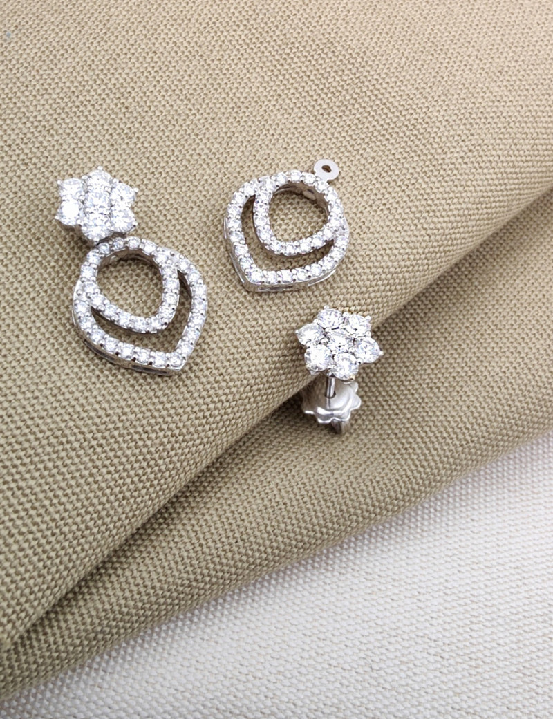 Pendientes Desmontables con Diamantes en Oro Blanco 18k · Marga Mira