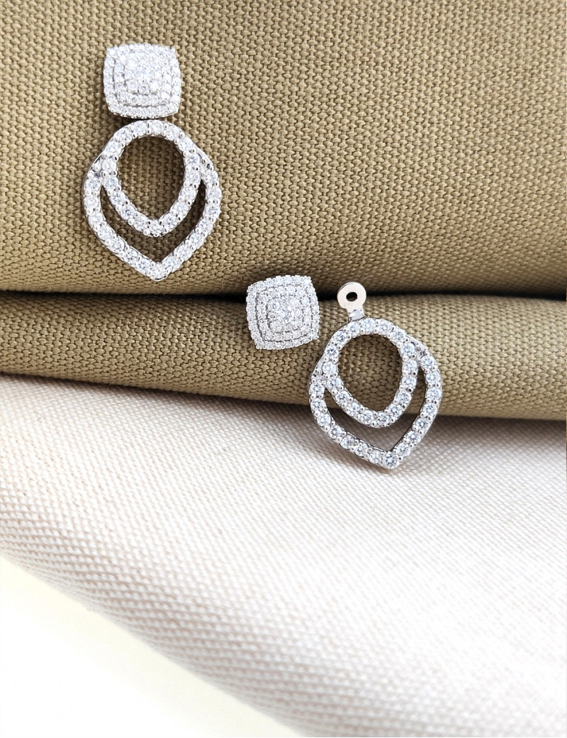 Pendientes Desmontables con Diamantes en Oro Blanco 18k · Marga Mira