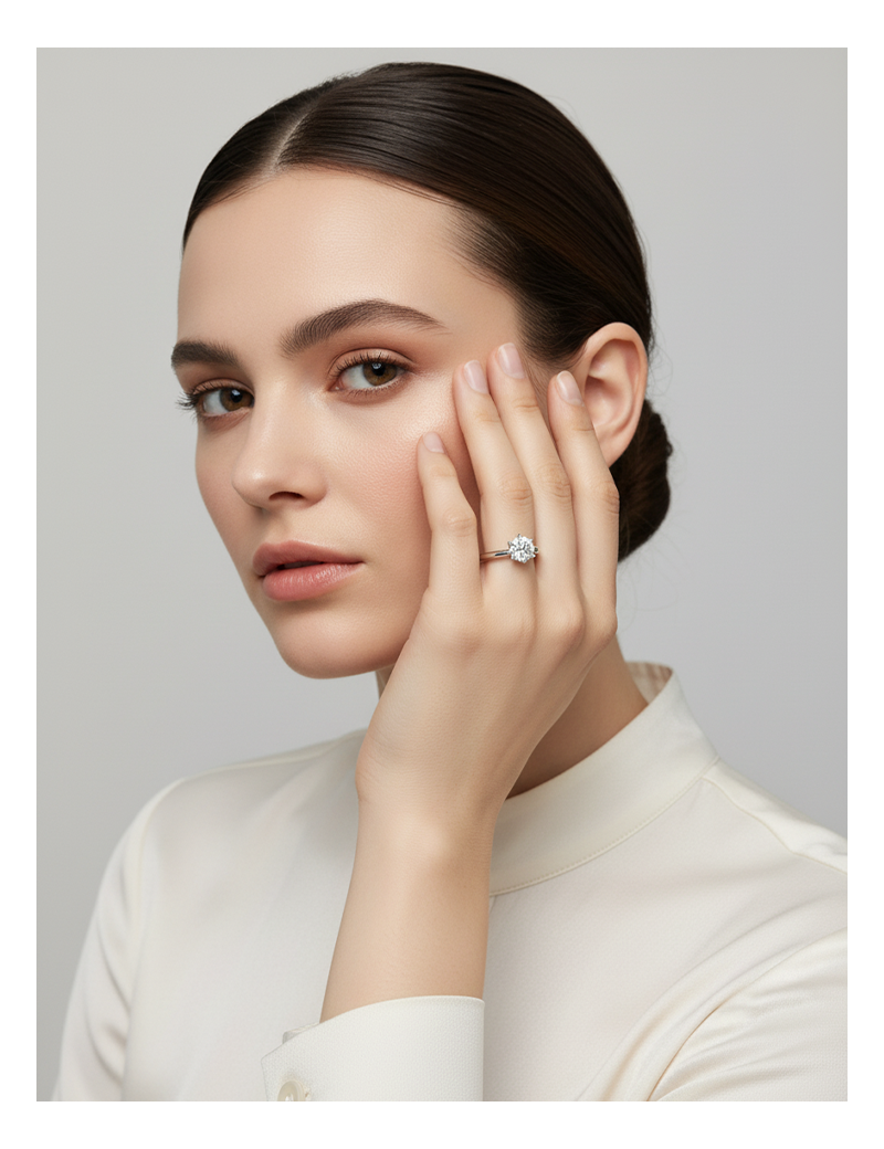 Fabiola: Anillo de Diamante Solitario en Oro Blanco 18k · Marga Mira