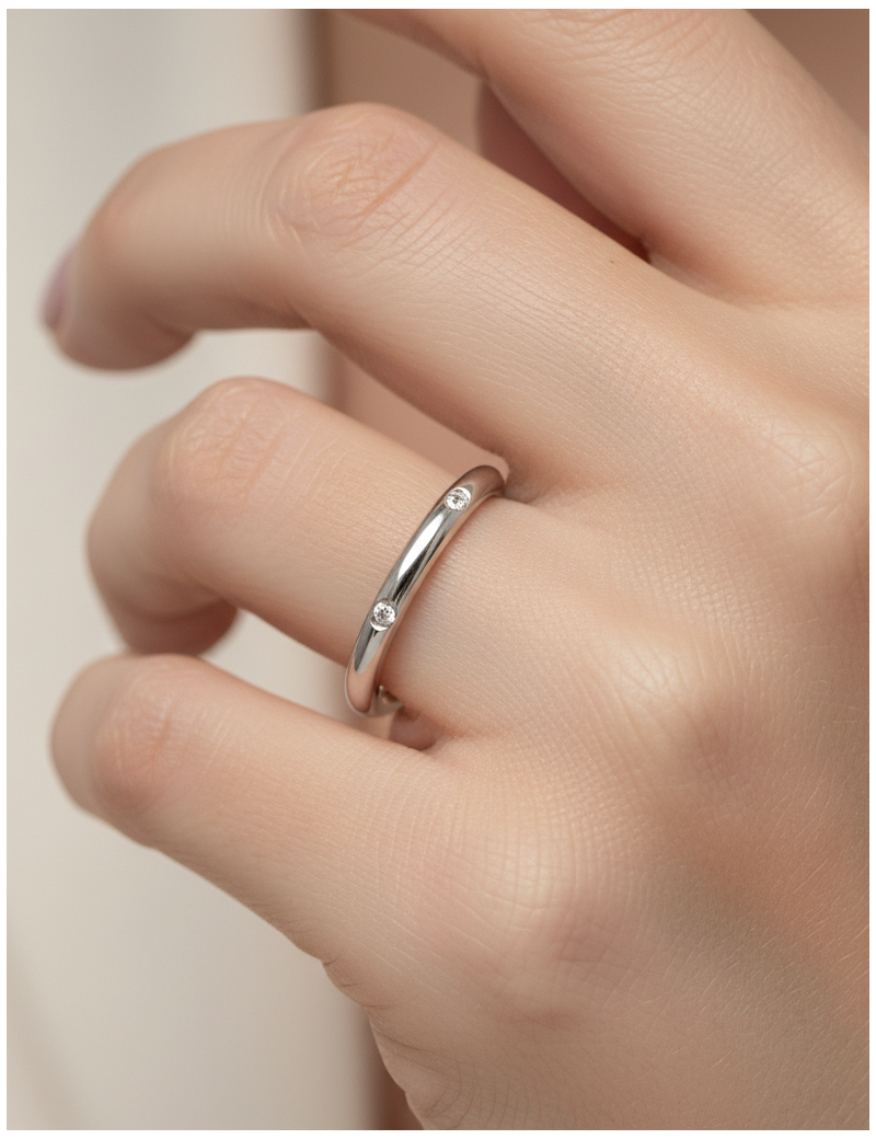 Anillo de Diamantes en Oro Blanco 18k · Joyería Marga Mira