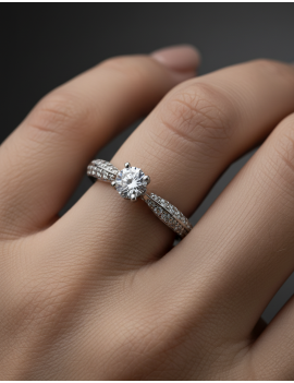 Elsa: Anillo de Compromiso de Diamantes  y Oro Blanco 18k · Marga Mira