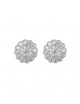 Pendientes de Diamantes Rosetón Oro Blanco 18k