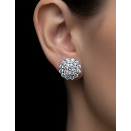 Pendientes de Diamantes Rosetón Oro Blanco 18k | Joyería Marga Mira