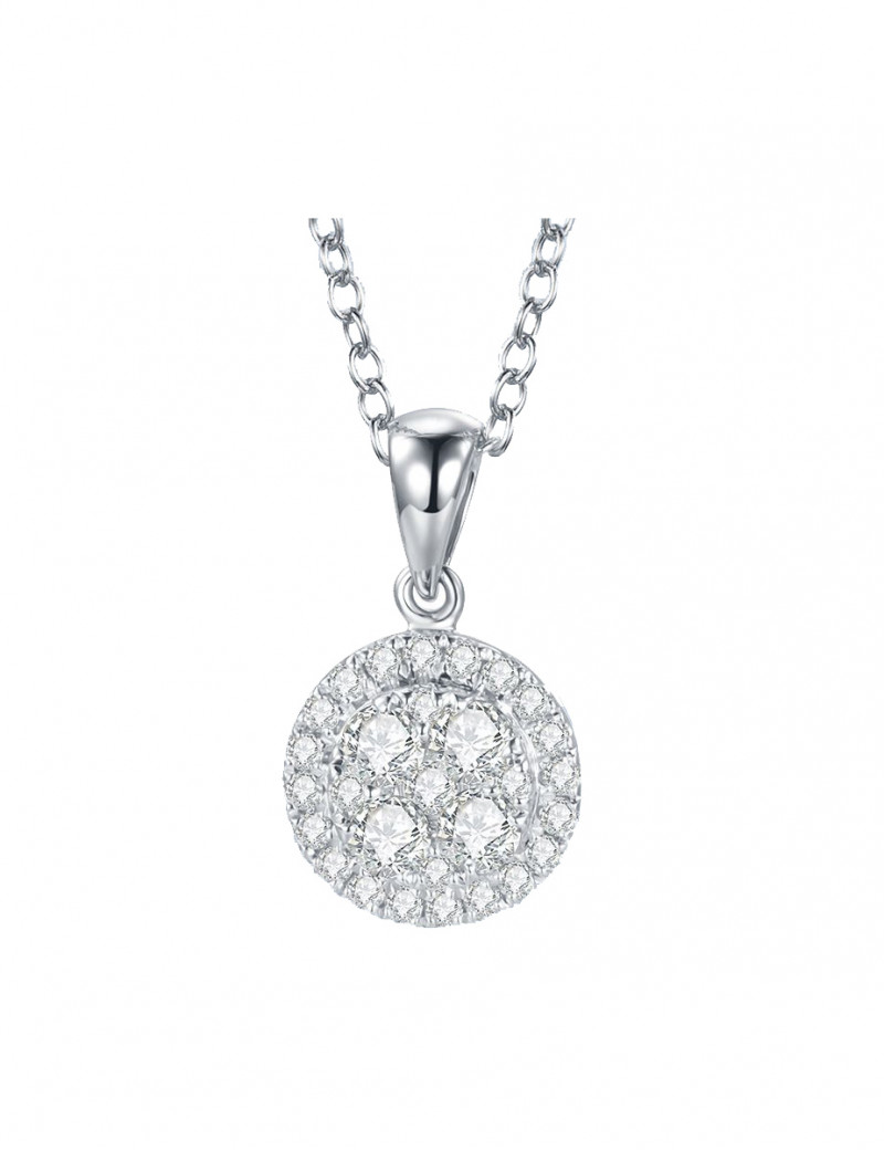 Colgante Pavé de Diamantes en Oro Blanco 18k - Joyería Marga Mira