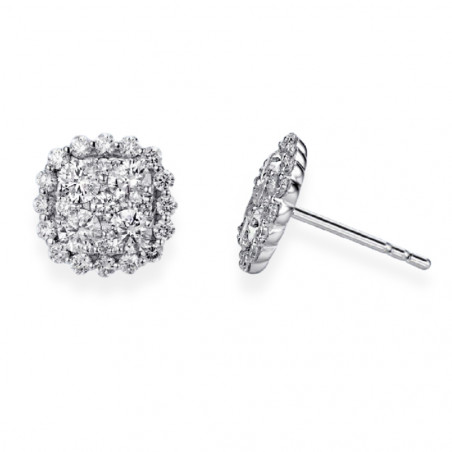 Pendientes de Diamantes Pavé en Oro Blanco 18k · Joyería Marga Mira