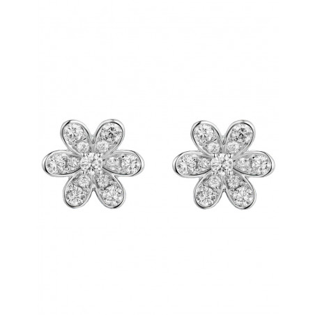 Pendientes Diamantes en Oro Blanco 18k floral · Joyería Marga Mira