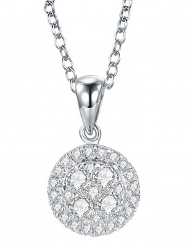 Colgante de diamante en oro blanco de 18k con pavé de 29 diamantes