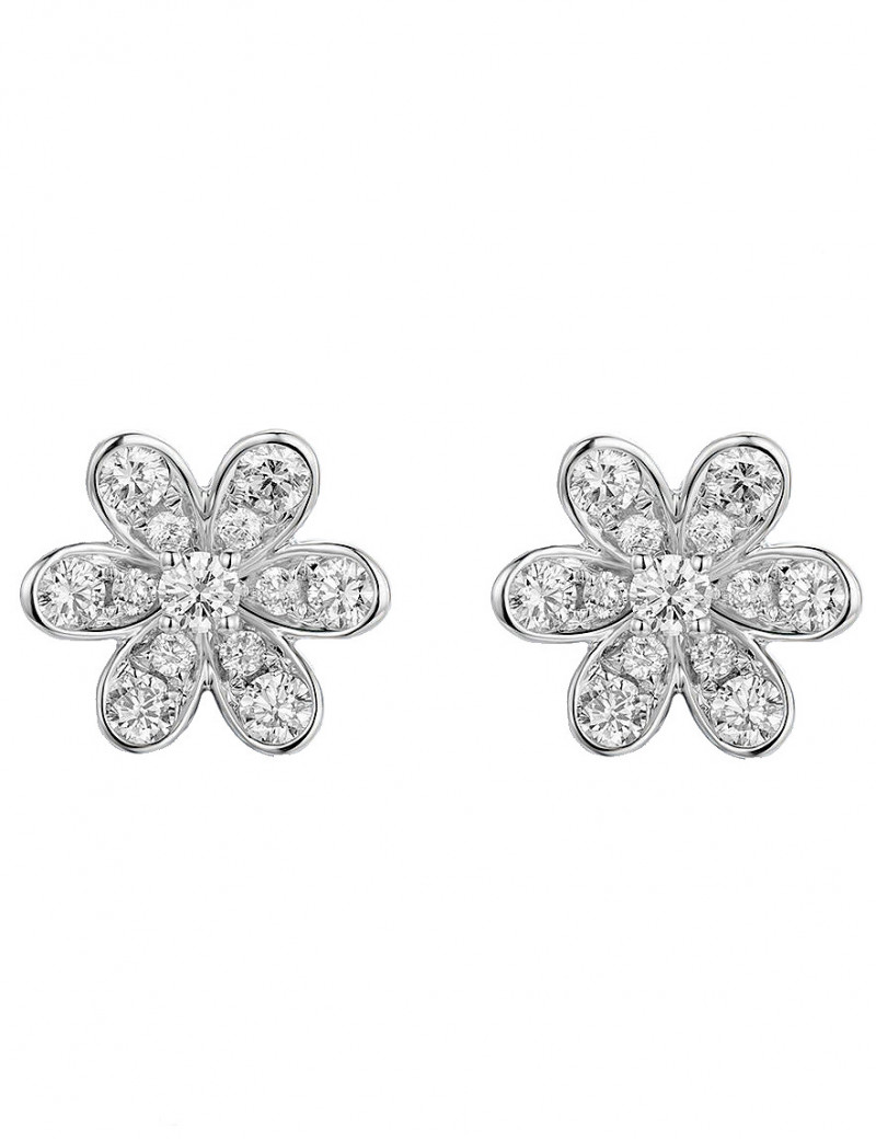 Pendientes Diamantes en Oro Blanco 18k floral · Joyería Marga Mira