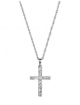 Colgante Cruz Diamantes Oro Blanco 18k (0.28ct) | Joyería Marga Mira