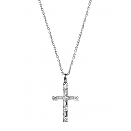 Colgante Cruz Diamantes Oro Blanco 18k (0.28ct) | Joyería Marga Mira