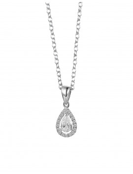 Colgante de Diamante Pera en Oro Blanco 18k | Joyería Marga Mira