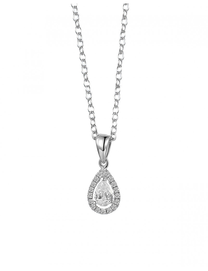 Colgante de Diamante Pera en Oro Blanco 18k | Joyería Marga Mira