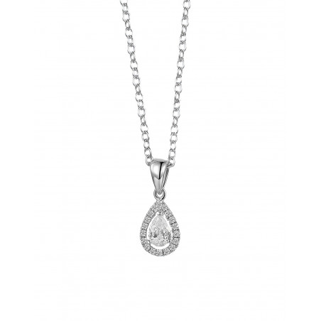 Colgante de Diamante Pera en Oro Blanco 18k | Joyería Marga Mira