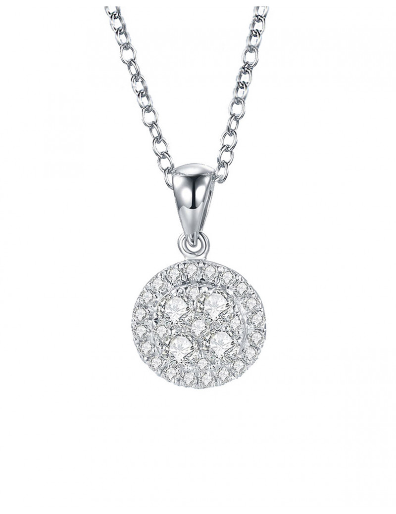 Colgante de diamante en oro blanco de 18k con pavé de 29 diamantes