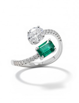 Toi et Moi: Anillo Diamante Oval y Esmeralda Princesa · Marga Mira