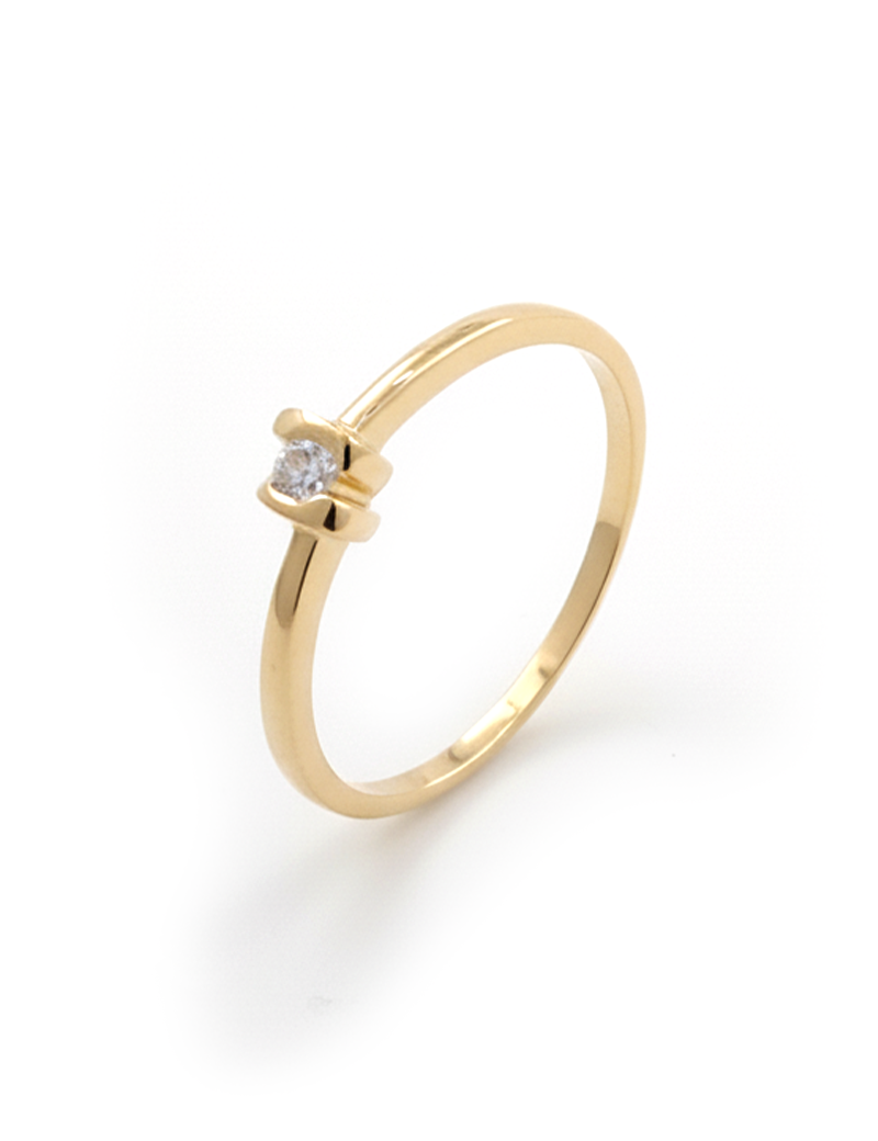 Anillo de Diamante Brillante en Oro Amarillo 18k · Joyería Marga Mira