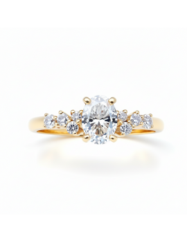 Anillo de Diamante Oval Solitario de Oro Amarillo 18k · Marga Mira