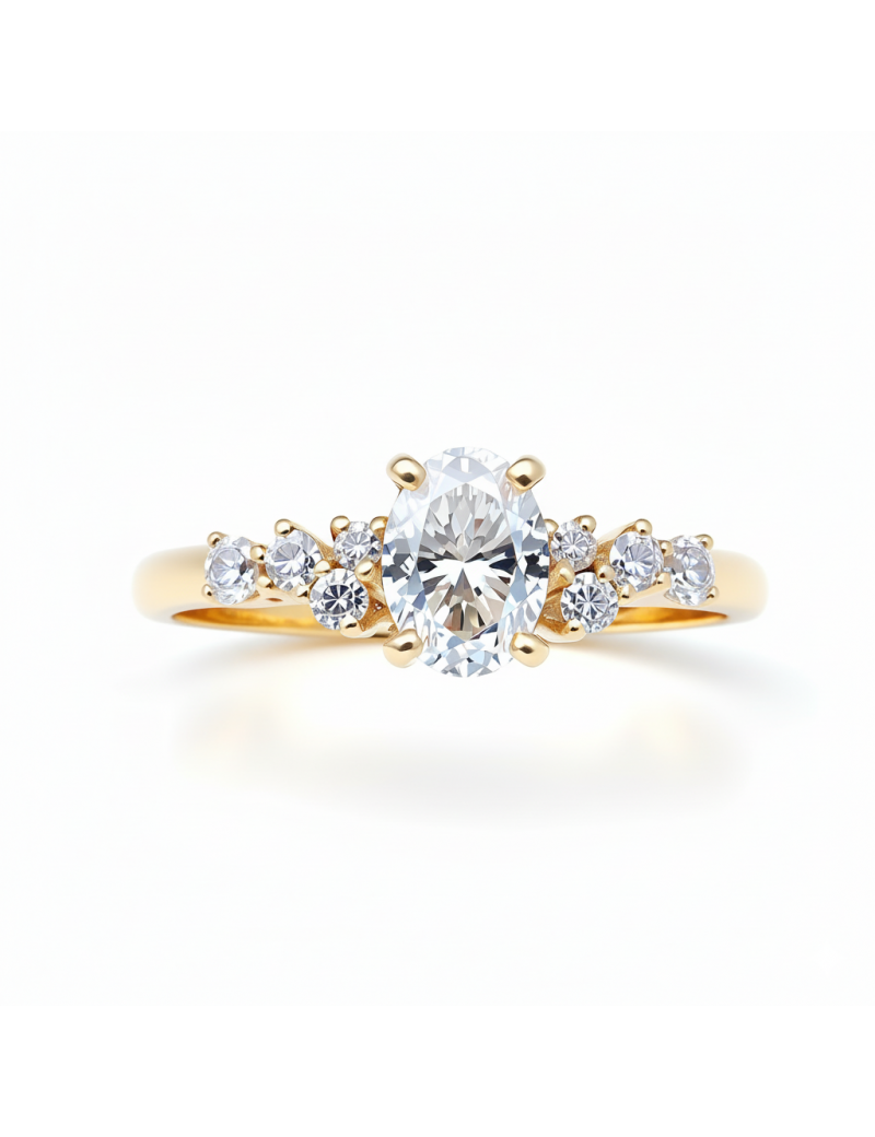 Anillo de Diamante Oval Solitario de Oro Amarillo 18k · Marga Mira