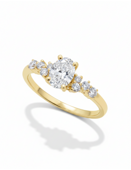 Anillo de Diamante Oval Solitario de Oro Amarillo 18k · Marga Mira