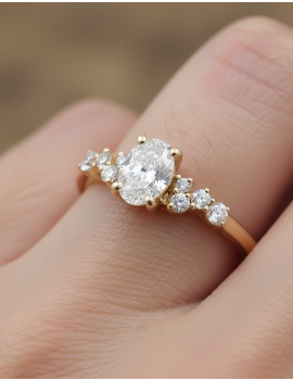 Anillo de Diamante Oval Solitario de Oro Amarillo 18k · Marga Mira