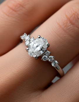 Anillo de Diamante Oval Solitario de Oro Blanco 18k · Marga Mira