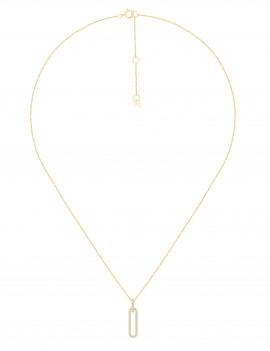 Gargantilla de oro amarillo 18k con colgante de eslabón alargado y pavé de diamante
