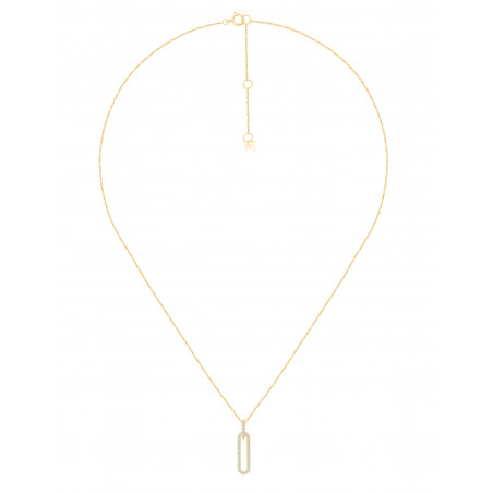 Gargantilla de oro amarillo 18k con colgante de eslabón alargado y pavé de diamante