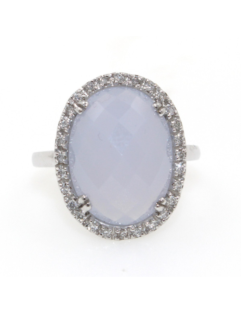 Anillo con Calzedonia y Diamantes oro blanco 18k · Joyería Marga Mira