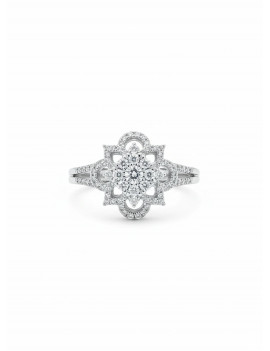 Anillo de Diamantes Flor Vintage Oro Blanco 18k · Joyería Marga Mira