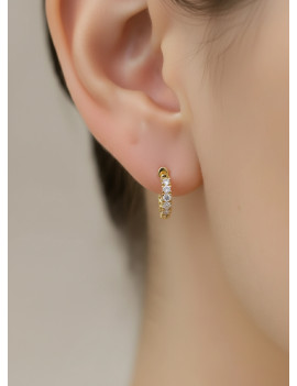 Brenda: Pendientes Aros de Diamantes 3 mm en Oro Amarillo 18k