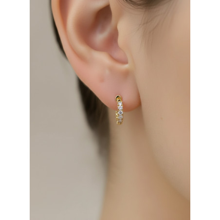 Brenda: Pendientes Aros de Diamantes 3 mm en Oro Amarillo 18k